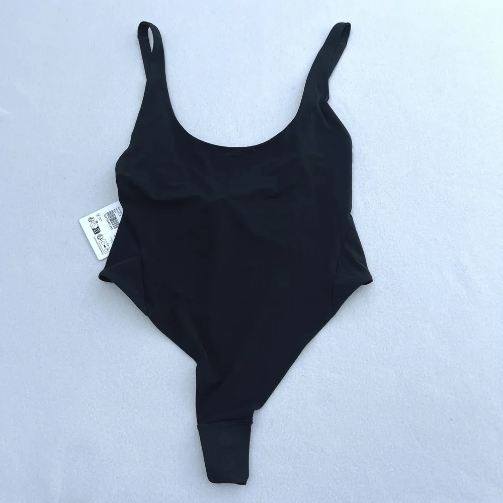 Lululemon Nulu Mesh Scoop-Back Sleeveless Bodysuit Black LW1FFCS Womens Size S